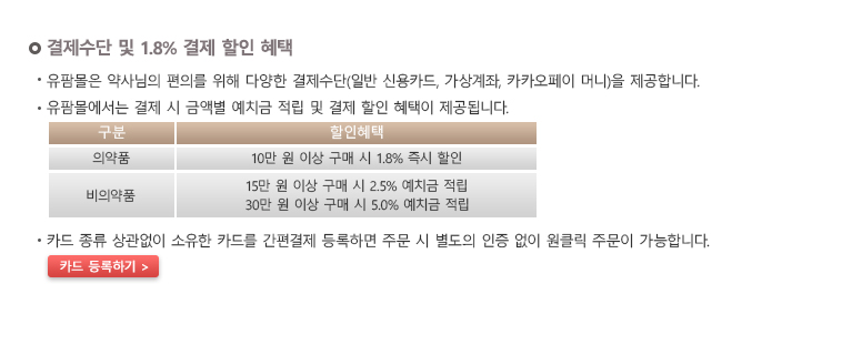 제휴카드 회원에 대한 1.8%수금할인 혜택